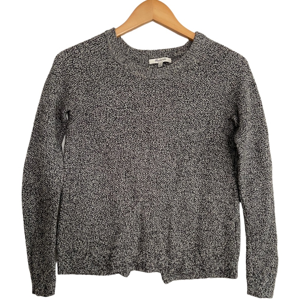 Madewell Gray Marled Split Back Sweater Women Siz… - image 1